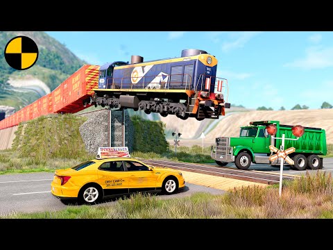 Trains vs Unfinished Railway Crossing 😱 Beamng.Drive
