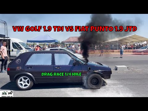 VW GOLF 1.9 TDI vs FIAT PUNTO 1.9 JTD drag race 1/4 mile 🚦🚗 - 4K UHD