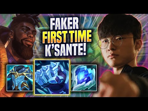 FAKER FIRST TIME PLAYING NEW CHAMPION K'SANTE! - T1 Faker Plays K'sante MID vs Karthus!