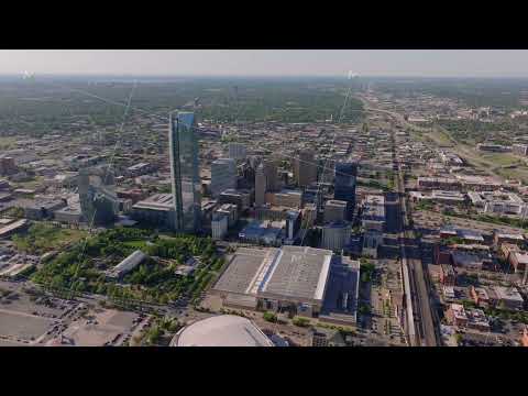 Modern architecture and urban landscape of Oklahoma City from above, capturing its stunning skyline