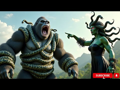 King Kong & the Lion vs Medusa Gorgon | The Terrifying Snake Invasion of Skull Island!