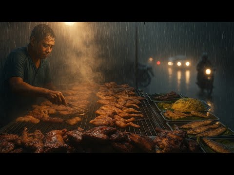 Heavy Rain Since Afternoon! Street Food Dinner Hits Different in the Rain