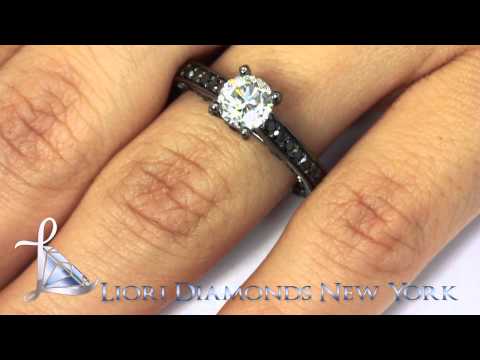 ER-1068 - 1.99 Carat D-SI1 Certified Natural Round Diamond Engagement Ring 18k Black Gold