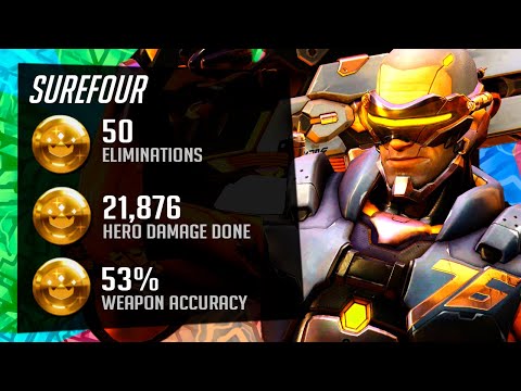 Surefour Dominating as Soldier 76 - 50 elims! [ Overwatch Season 29 Top 500 ]