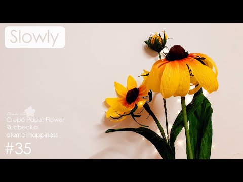 Crepe paper flower "Rudbeckia" Making tutorial(slow ver.), n.35 | DIY | Healing