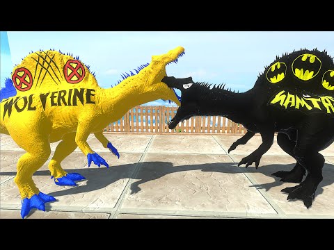 Batman Dinosaurs Spino vs Wolverine Spinosaurus Death Run - Animal Revolt Battle Simulator