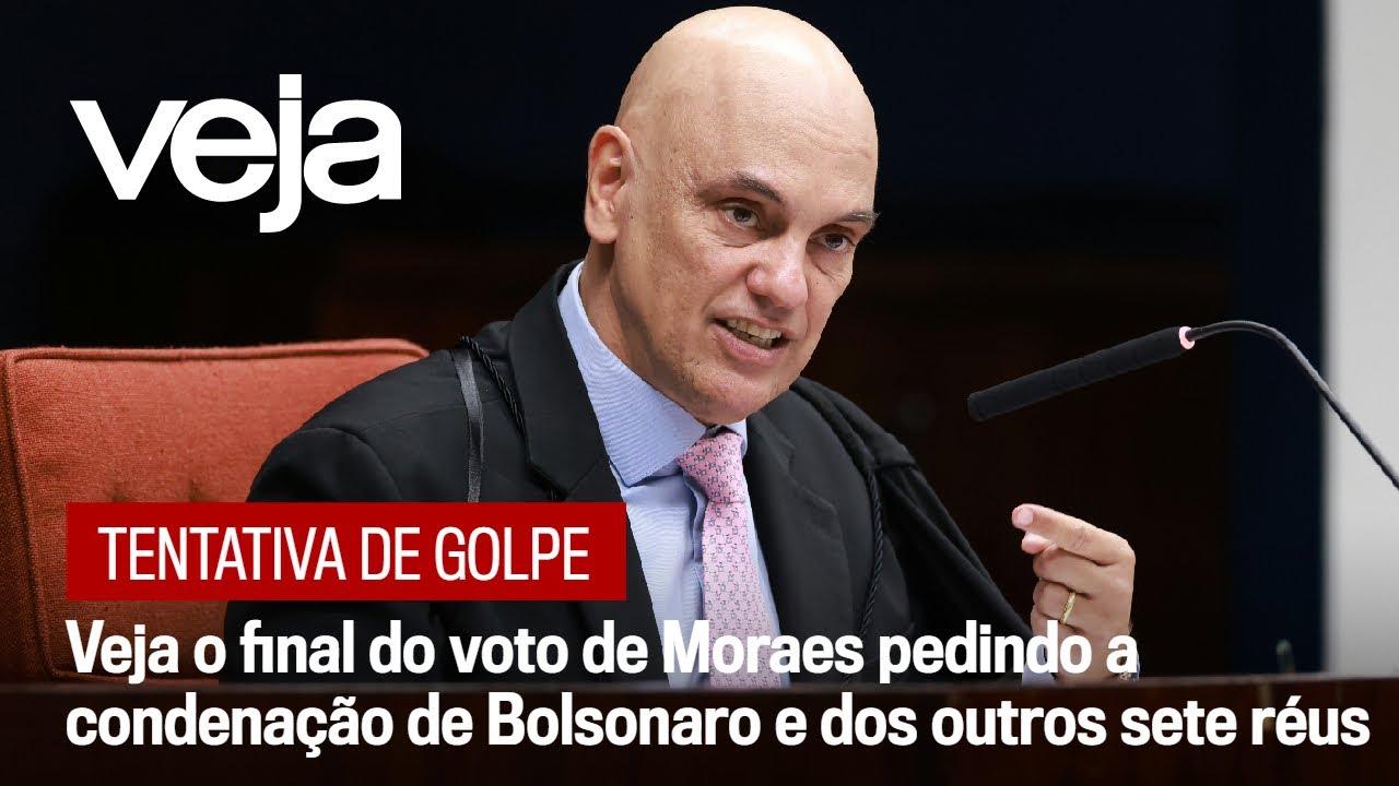 Veja o final do voto de Moraes pedindo a condenação de Bolsonaro e dos outros sete réus