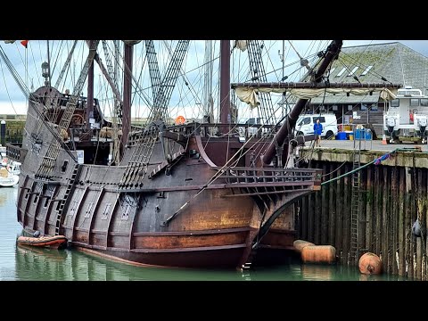 Visiting The Galeón Andalucía in Ramsgate, Uk. It is a replica of a 16th-17th C galleon. Sailing.