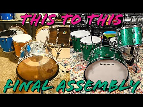 Drum Badge Grommets, Drum Wrap, Replica John Bonham Green Sparkle Ludwig Drum Set Build PT. 6