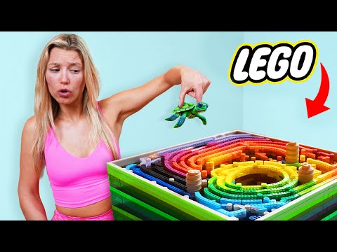 I Built a LEGO Maze for my Turtle to Escape...
