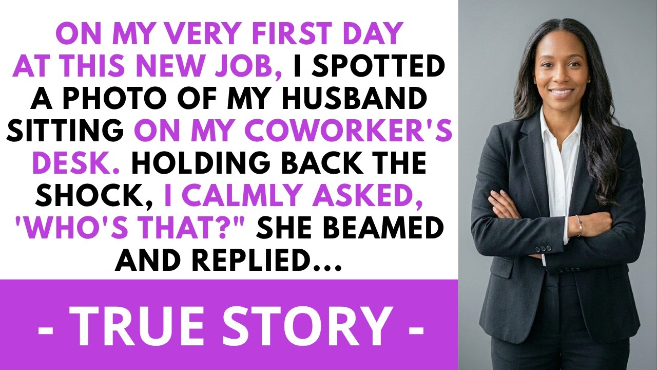 On my first day at work.I saw a photo of my husband on a coworker's desk.I kept my...