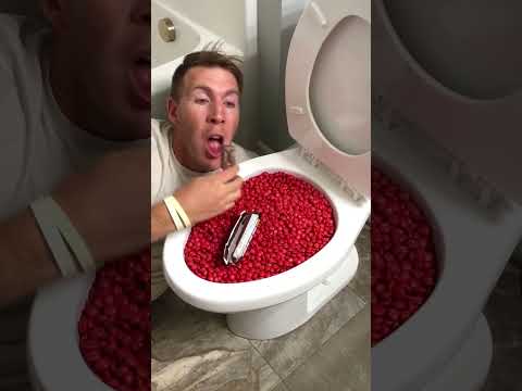 Amazing man eats Red M&M and snickers from toilet #shorts #candy