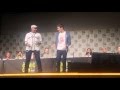 Grant Gustin and Jesse L. Martin tap dance at The Flash panel during San Diego Comic Con 2016