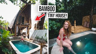 We Stayed in a Luxury Bamboo TINY HOUSE Bungalow in Bali! | Full Tour 😍