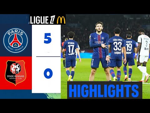PSG - Rennes (5-0) Résumé | Ligue 1 | PSG Stade Rennais | Paris Rennes | But de Kvara Kvaratskhelia
