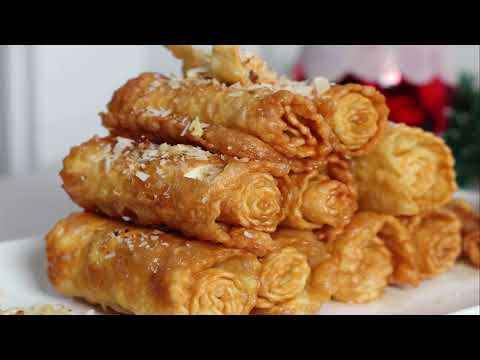 Traditional Greek Christmas Honey Rolls easy recipe - Diples