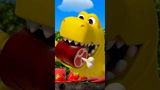 Yummy! Dinosaur&#39;s Colorful Eating 🍖  #Hogi #Dinosaur #shorts