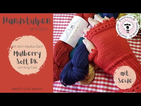 Knit mittens / cute border / soft with alpaca