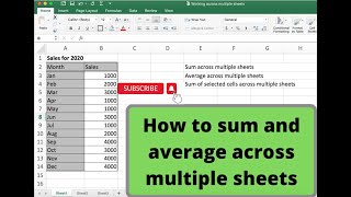 How to use sum and average function across multiple sheets
