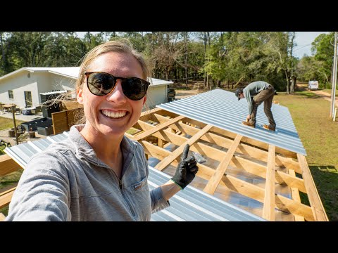 We Built a Roof on Our Shipping Container Workshop!
