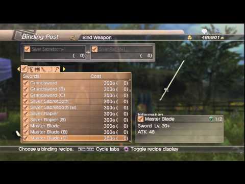 WKC 2 Weapon --  Swords (Shortswords) Level 20 Complete Binding List White Knight Chronicles II HD