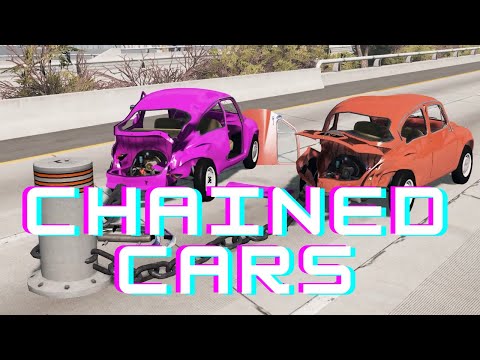 Chained Cars vs Ramp – BeamNG.Drive Chained Cars vs Bollards