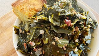 HOW TO MAKE EASY TENDER SOUTHERN STYLE COLLARD GREENS AND BACON