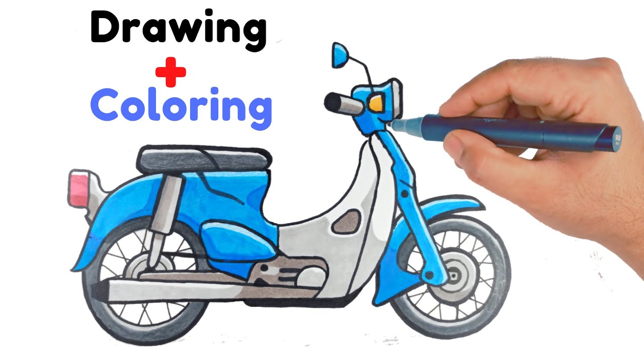How to draw a Motorcycle Step by Step - Classic motorcycle Drawing tutorial - Motorbike Drawing easy