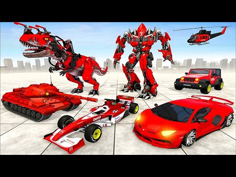 Dino Robot Car Transform Games 2023: Tank Helicopter Car Robot - Android iOS Gameplay