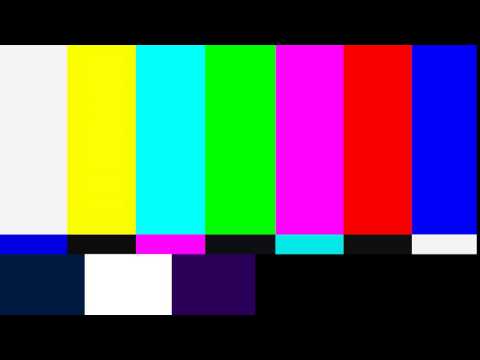TV colour bars test card screen with sine tone in 4K