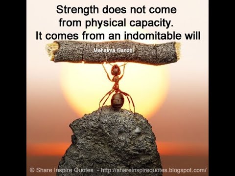 Strength does not come from physical capacity. It comes from an indomitable will ~Mahatma Gandhi