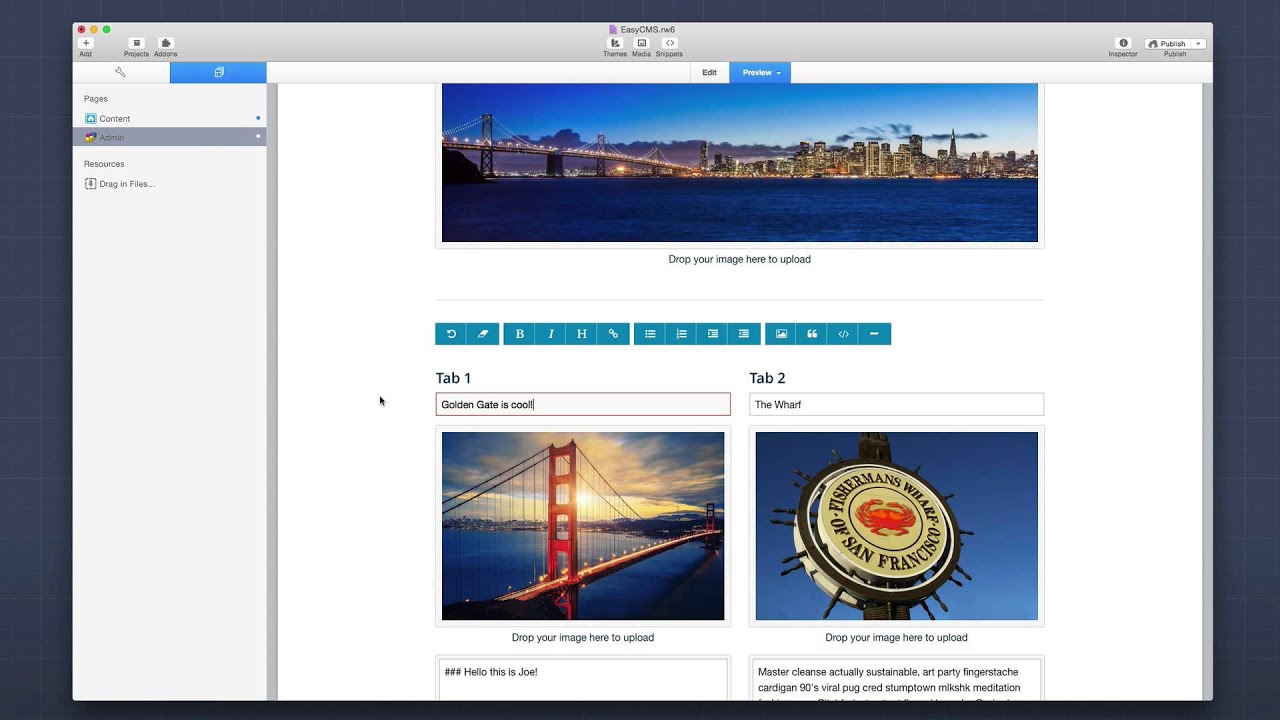Managing Text with Easy and Total CMS for RapidWeaver