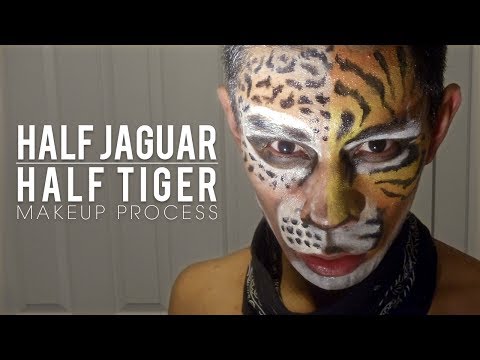 Half Jaguar Half Tiger Face (Makeup Process)