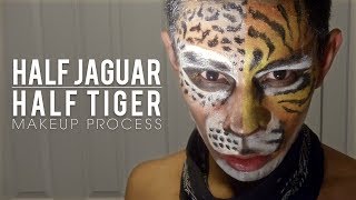Half Jaguar Half Tiger Face (Makeup Process)