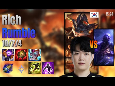 Rich Top Rumble vs Ryze lol KR solo rank Full Game 15.24 | 리치 럼블 vs 라이즈