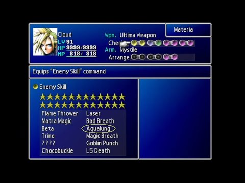 FINAL FANTASY VII - Where and How to Learn the Aqualung Enemy Skill in Disk 2 or 3! (Endgame Option)