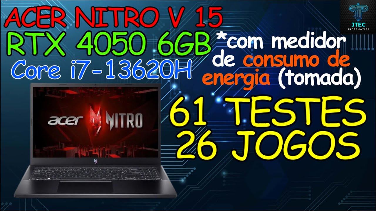 Miniatura da avaliação em vídeo de Notebook Acer Nitro V15 ANV15-52-7127 Core i7 13ª Ger. 32GB 512GB SSD RTX 4050