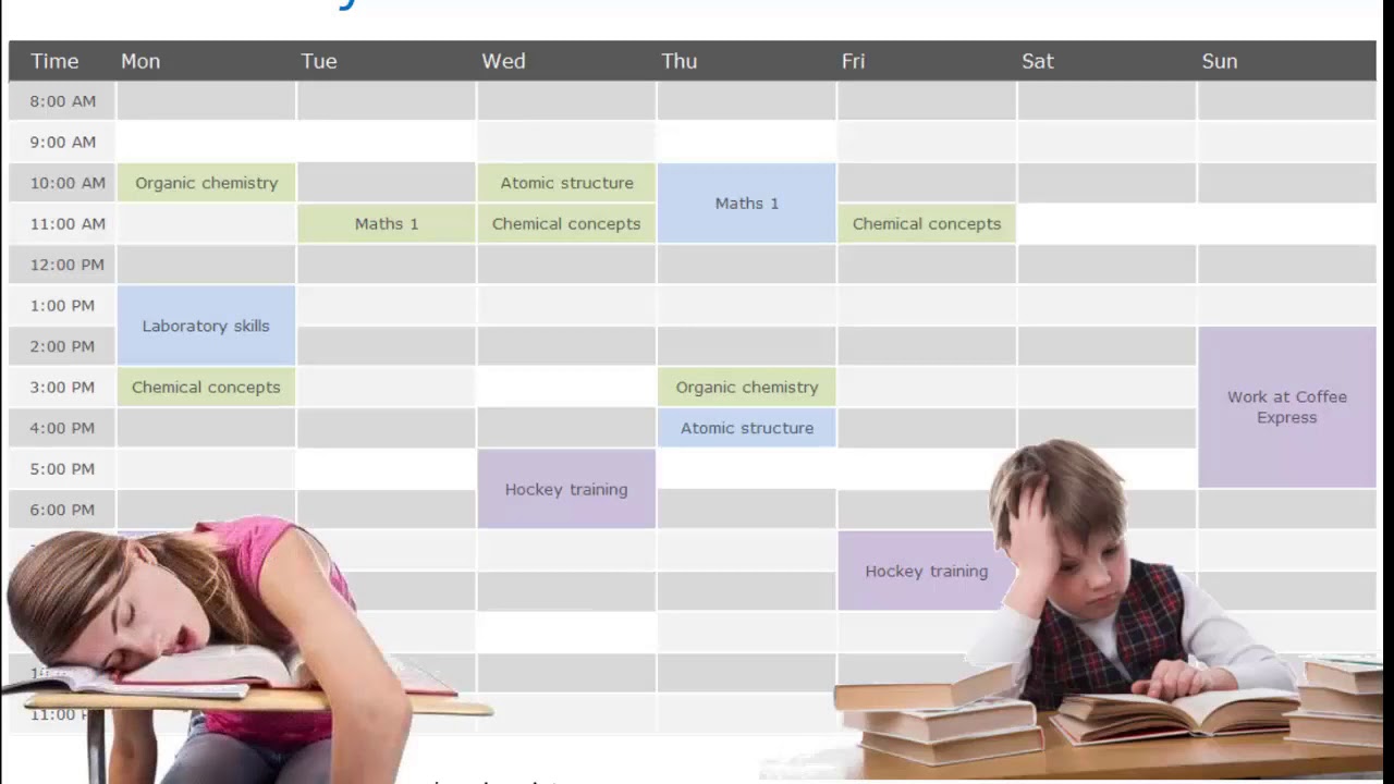Making a study timetable
