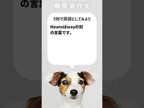 【瞬間英作文】Meansはwayの別の言葉です。