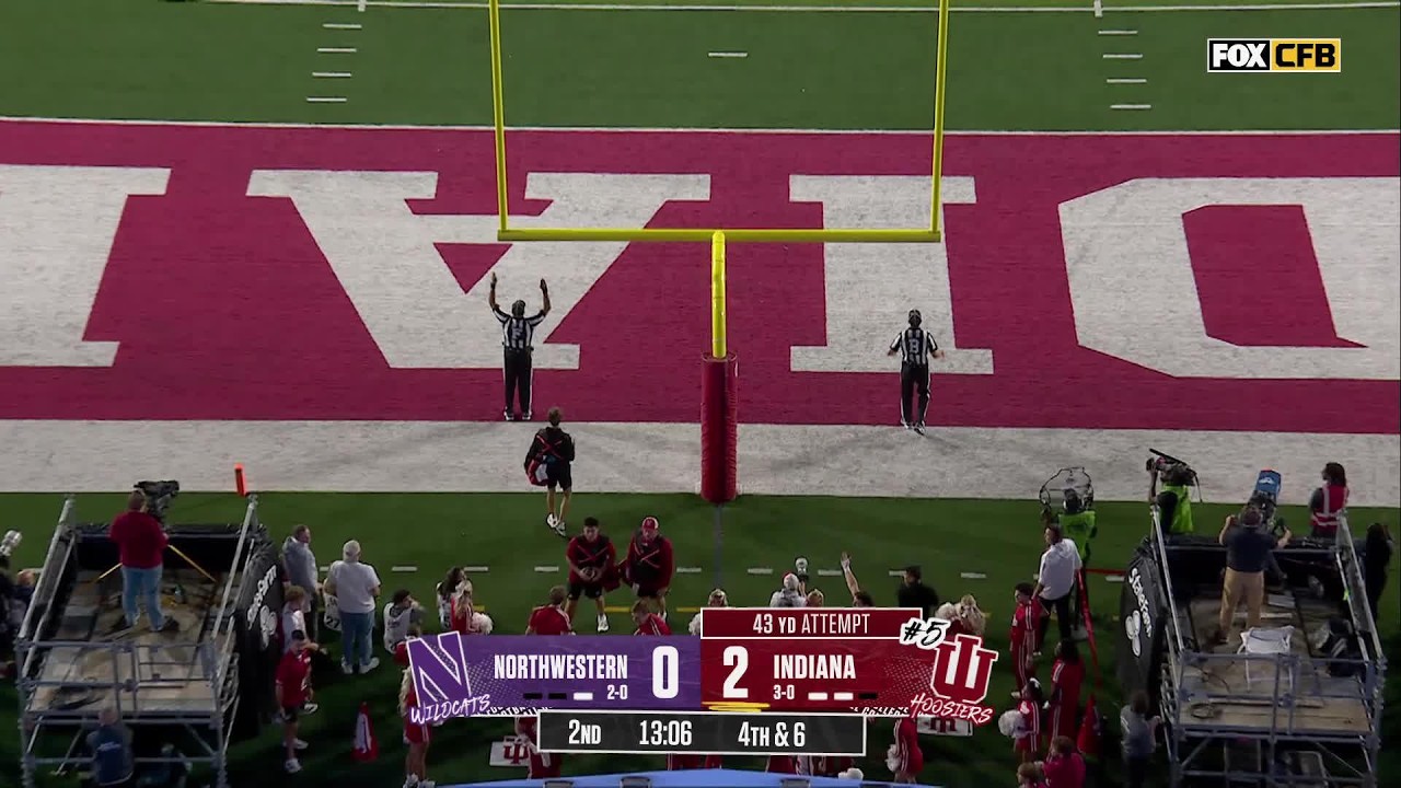 FIELD GOAL DE NICOLAS RADICIC | Northwestern Wildcats 0-5 Indiana Hoosiers | College Football