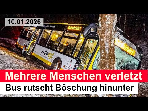 Accident on slippery road: Bus slides down embankment - several people injured