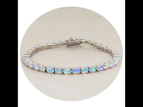 Bratara tennis Argint 925 Placat cu Rodiu Opal Etiopian Natural - Eleganta si Stralucire