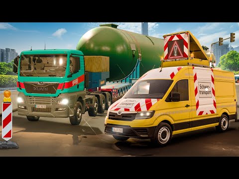 SCHWERTRANSPORT durch die Stadt: Mit Begleitfahrzeug durch enge Straßen in Heavy Cargo