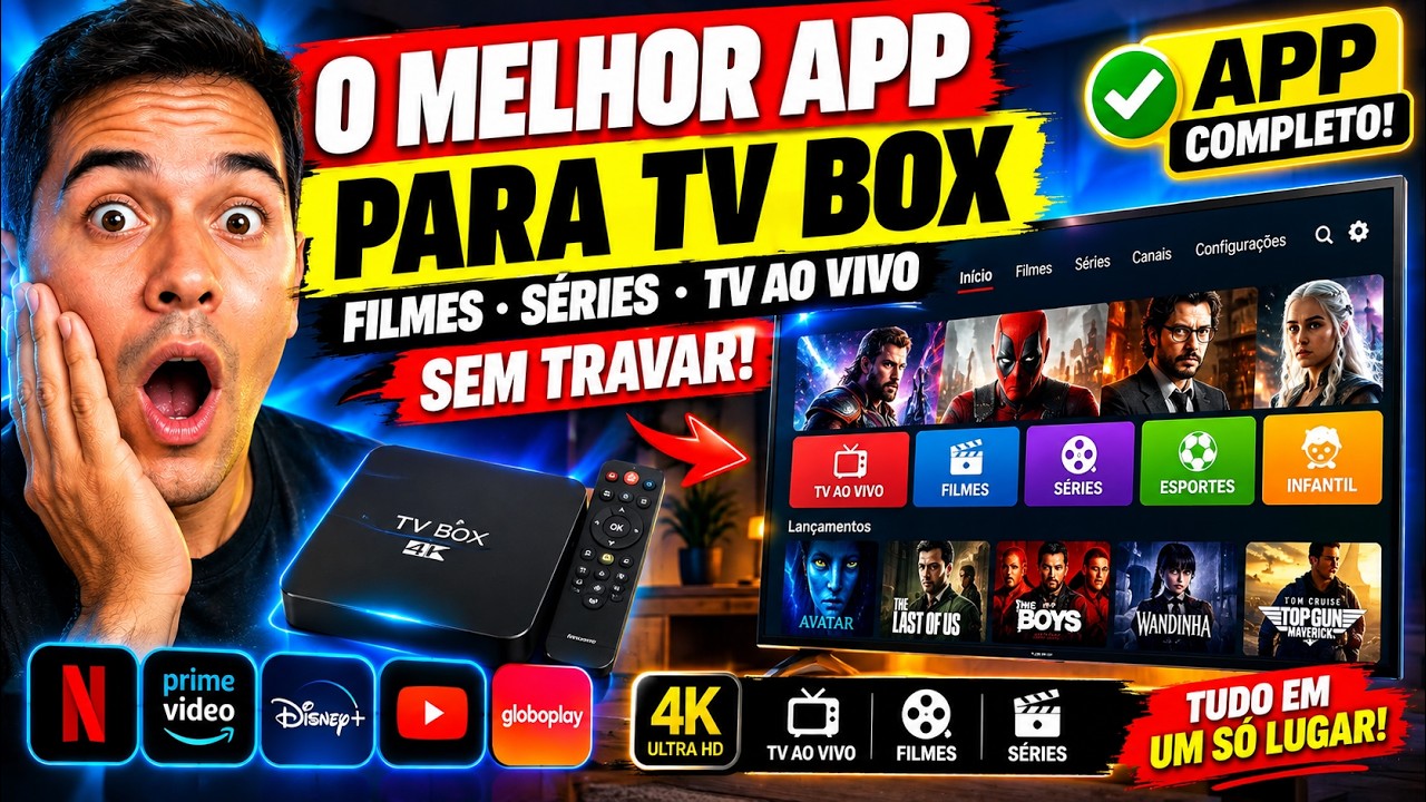😱 O MELHOR APP DE TV, FILMES E SÉRIES QUE TESTEI NA MINHA TV BOX! SEM TRAVAR! APP MUITO COMPLETO