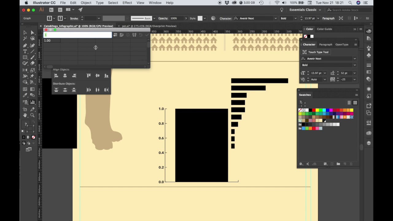 Cats versus Dogs Infographic - Creating a Stylized Bar Graph
