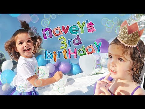 NAVEY's 3rd BiRTHDAY!! a Frozen Party with Friends! Balloons, Bubbles, ice rescue, and Slip n Slide