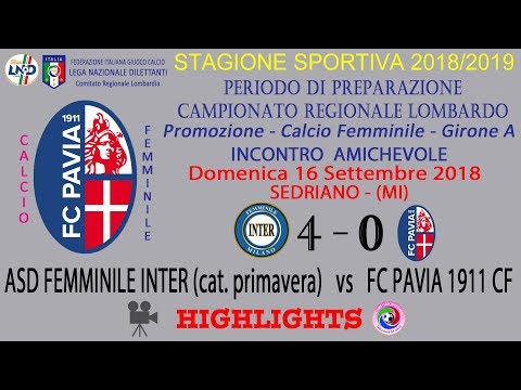FC PAVIA 1911 CF - stagione 2018/19 - amichevole 16-09-2018 - INTER PRIMAVERA