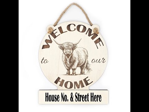 Personalised Highland Cow Welcome to our Home Plaque