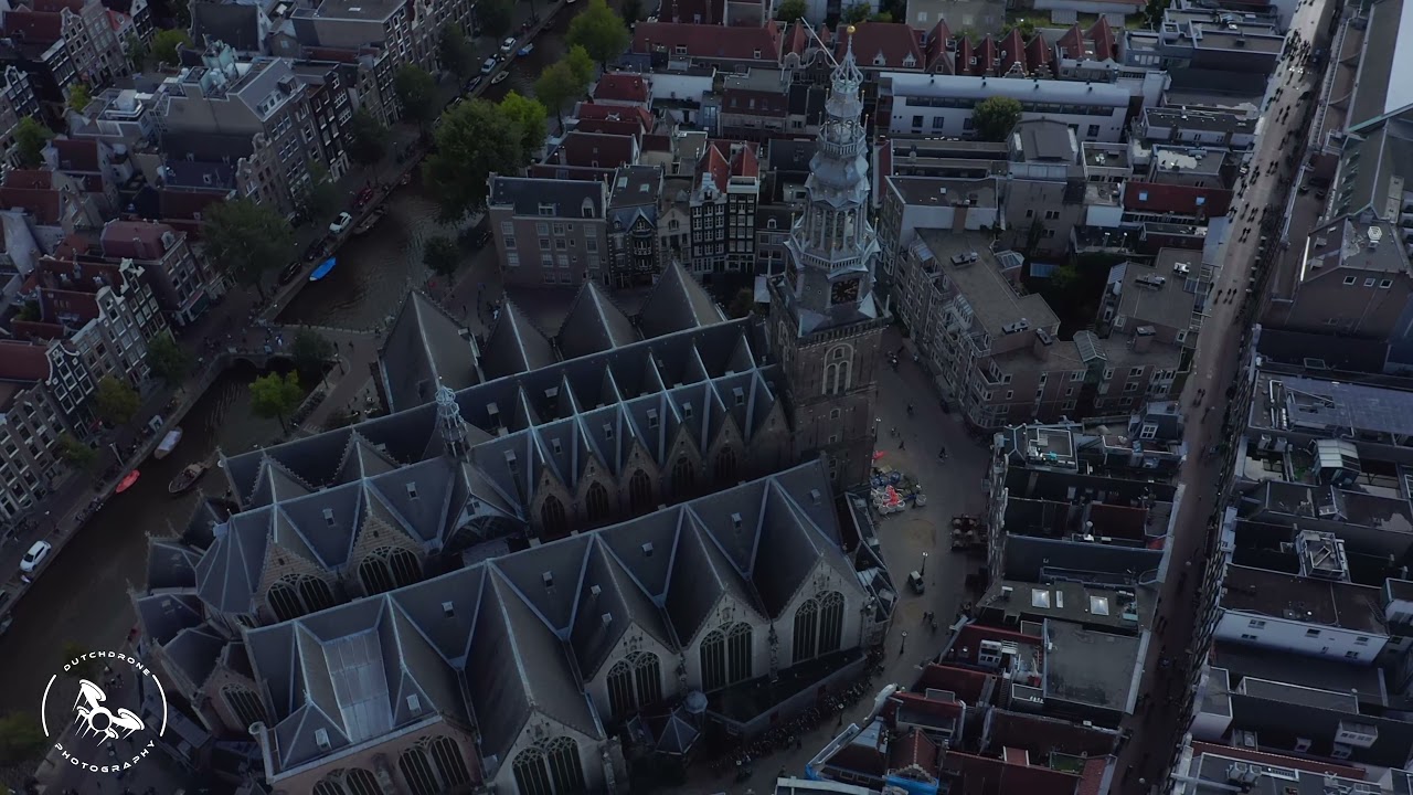Behold the captivating aerial view of Amsterdam's historic Oude Kerk.