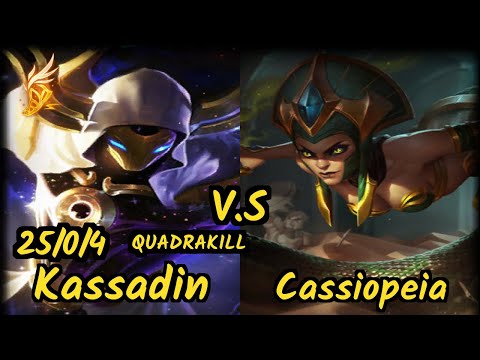 PCT Dawidsonek (KASSADIN) vs CASSIOPEIA - QUADRAKILL 25/0/4 KDA MID GAMEPLAY - EUW Ranked DIAMOND